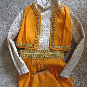 Vintage Orange and Gold Maxi Skirt 4 Piece Outfit Small